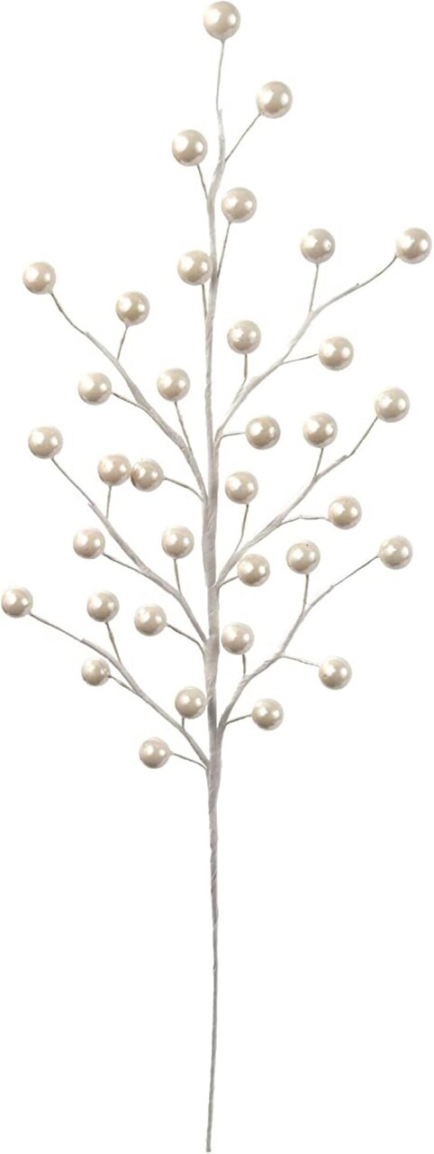 Pearl White Holly Berry Christmas Stem Picks, Set of 24 Decorative 17-Inch Picks for Floral Arrangements, Wreaths, and Centerpieces - 2024 Christmas Collection, Floral Home by Artificial Flowers